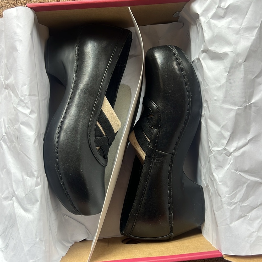 Dansko Tilda Black Leather Strappy Slip On Clogs EU 37 Comfort Shoes - Picture 11 of 12
